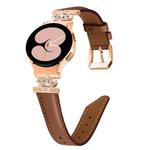 For Samsung Galaxy Watch6 / 6 Classic Crown D-shaped Twill Leather Watch Band(Rose Gold Brown)