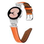 For Samsung Galaxy Watch6 / 6 Classic Crown D-shaped Twill Leather Watch Band(Silver Orange)