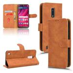 For BLU View 4 Skin Feel Magnetic Flip Leather Phone Case(Brown)