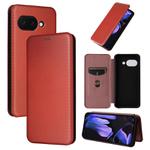 For Google Pixel 9a Carbon Fiber Texture Flip Leather Phone Case(Brown)