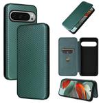 For Google Pixel 10 Pro XL 5G Global Carbon Fiber Texture Flip Leather Phone Case(Green)