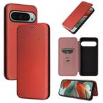 For Google Pixel 10 Pro XL 5G Global Carbon Fiber Texture Flip Leather Phone Case(Brown)