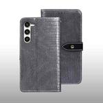 For Samsung Galaxy S24 5G idewei Crocodile Texture Leather Phone Case(Grey)