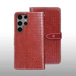 For Samsung Galaxy S24 Ultra 5G idewei Crocodile Texture Leather Phone Case(Red)