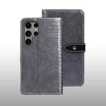 For Samsung Galaxy S24 Ultra 5G idewei Crocodile Texture Leather Phone Case(Grey)