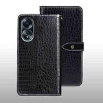 For OPPO A58 4G Global idewei Crocodile Texture Leather Phone Case(Black)