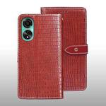 For OPPO A78 4G Global idewei Crocodile Texture Leather Phone Case(Red)