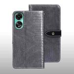 For OPPO A78 4G Global idewei Crocodile Texture Leather Phone Case(Grey)