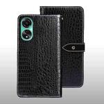 For OPPO A78 4G Global idewei Crocodile Texture Leather Phone Case(Black)