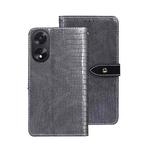 For OPPO A38 4G Global idewei Crocodile Texture Leather Phone Case(Grey)