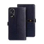 For OPPO A38 4G Global idewei Crocodile Texture Leather Phone Case(Dark Blue)
