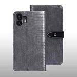 For Nothing Phone 2 idewei Crocodile Texture Leather Phone Case(Grey)
