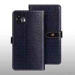 For Nothing Phone 2 idewei Crocodile Texture Leather Phone Case(Dark Blue)