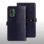 For Nokia XR21 idewei Crocodile Texture Leather Phone Case(Dark Blue)