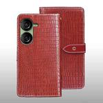 For Asus Zenfone 10 idewei Crocodile Texture Leather Phone Case(Red)