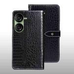 For Asus Zenfone 10 idewei Crocodile Texture Leather Phone Case(Black)