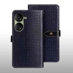 For Asus Zenfone 10 idewei Crocodile Texture Leather Phone Case(Dark Blue)