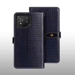 For ASUS ROG Phone 8 idewei Crocodile Texture Leather Phone Case(Dark Blue)
