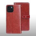 For iPhone 15 Plus idewei Crocodile Texture Leather Phone Case(Red)