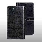 For iPhone 15 Plus idewei Crocodile Texture Leather Phone Case(Black)