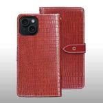 For iPhone 15 Pro idewei Crocodile Texture Leather Phone Case(Red)