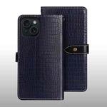 For iPhone 15 Pro idewei Crocodile Texture Leather Phone Case(Dark Blue)