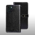 For iPhone 15 Pro Max idewei Crocodile Texture Leather Phone Case(Black)