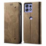 For Motorola Edge 50 Pro 5G Denim Texture Flip Leather Phone Case(Khaki)