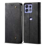 For Motorola Edge 50 Pro 5G Denim Texture Flip Leather Phone Case(Black)