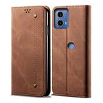 For Motorola Edge 50 Fusion Denim Texture Flip Leather Phone Case(Brown)