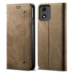 For Motorola Moto E14 Denim Texture Flip Leather Phone Case(Khaki)