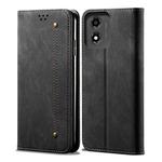 For Motorola Moto E14 Denim Texture Flip Leather Phone Case(Black)