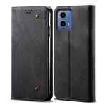 For Motorola Moto G85 Denim Texture Flip Leather Phone Case(Black)