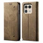 For Motorola Edge 50 Ultra Denim Texture Flip Leather Phone Case(Khaki)