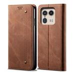 For Motorola Edge 50 Ultra Denim Texture Flip Leather Phone Case(Brown)