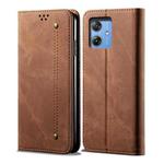 For Motorola Moto G54 5G Global Denim Texture Flip Leather Phone Case(Brown)