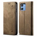 For Motorola Moto G54 Power 5G Denim Texture Flip Leather Phone Case(Khaki)