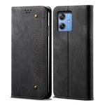 For Motorola Moto G64 5G Global Denim Texture Flip Leather Phone Case(Black)