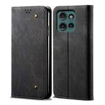 For Motorola Edge 50 5G Global Denim Texture Flip Leather Phone Case(Black)