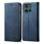 For Motorola Edge 50 5G Global Denim Texture Flip Leather Phone Case(Blue)