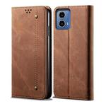 For Motorola Moto G35 Denim Texture Flip Leather Phone Case(Brown)