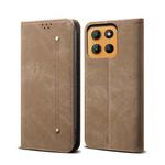 For Motorola Moto G15 Denim Texture Flip Leather Phone Case(Khaki)