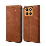 For Motorola Moto G15 Denim Texture Flip Leather Phone Case(Brown)