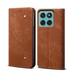 For Motorola Edge 60 Pro Denim Texture Flip Leather Phone Case(Brown)