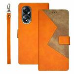 For OPPO A58 4G Foreign idewei Two-color Splicing Leather Phone Case(Orange)