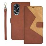 For OPPO A58 4G Foreign idewei Two-color Splicing Leather Phone Case(Brown)