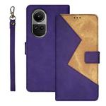 For OPPO Reno10 / Reno10 Pro Global idewei Two-color Splicing Leather Phone Case(Purple)