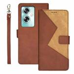 For OPPO A79 5G Global idewei Two-color Splicing Leather Phone Case(Brown)