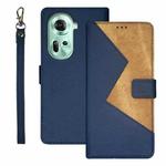 For OPPO Reno11 5G Global idewei Two-color Splicing Leather Phone Case(Blue)