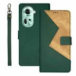 For OPPO Reno11 5G Global idewei Two-color Splicing Leather Phone Case(Green)